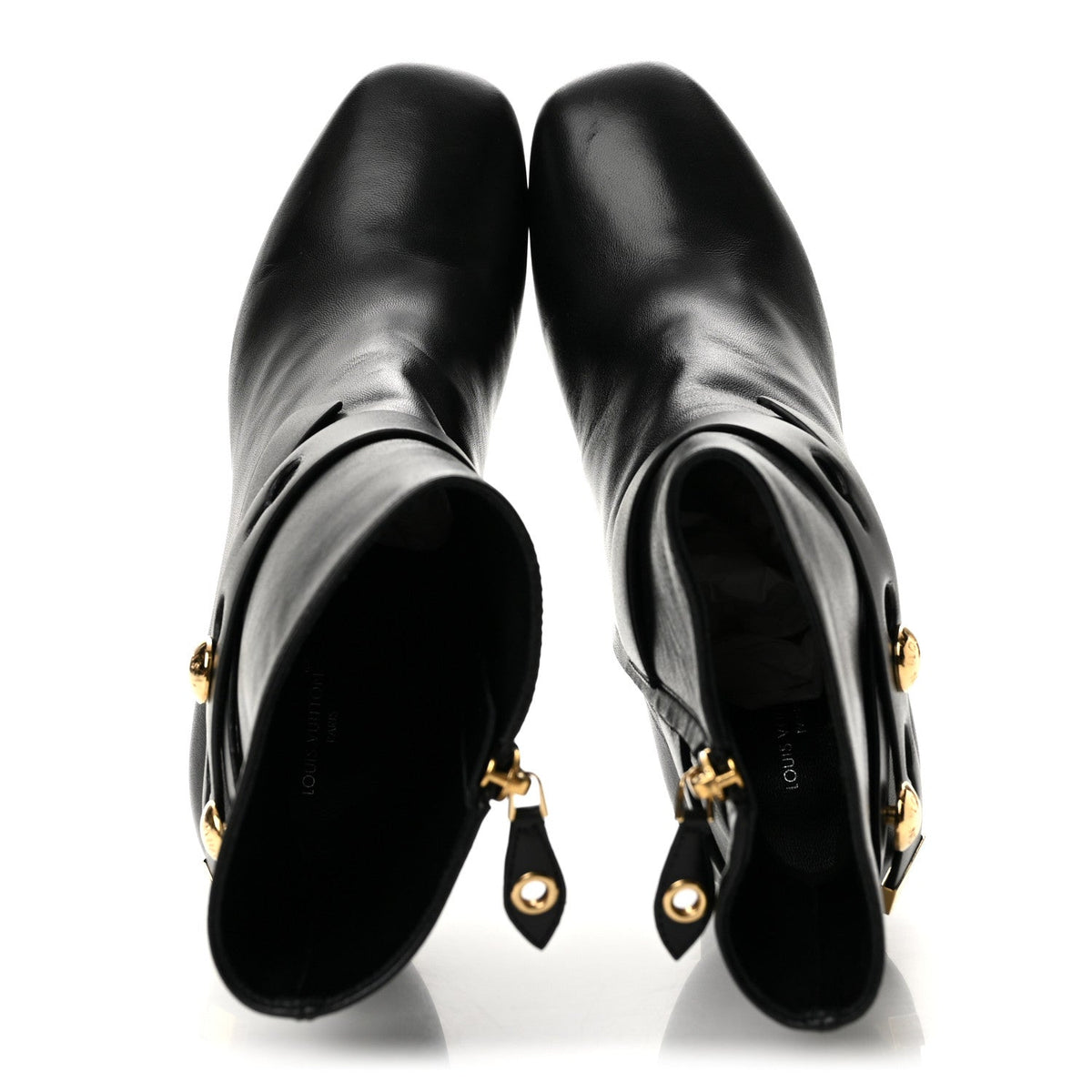 Calfskin Belted Silhouette Ankle Boots 39 Black