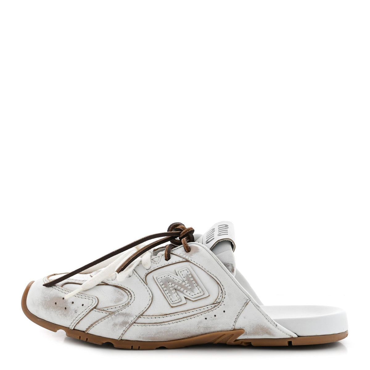 X NEW BALANCE Calfskin 530 SL Slip-On Sneaker Mules 37 White