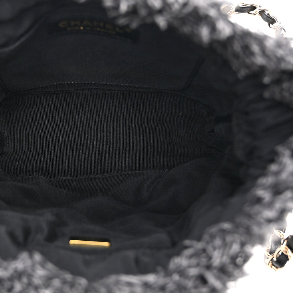 Denim Quilted Mood Small Bucket With Chain Black Multicolor