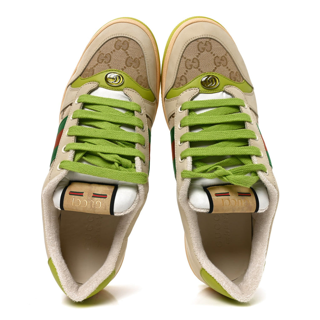 Nubuck Monogram Web Mens Screener Sneakers  9 Beige Green Multicolor