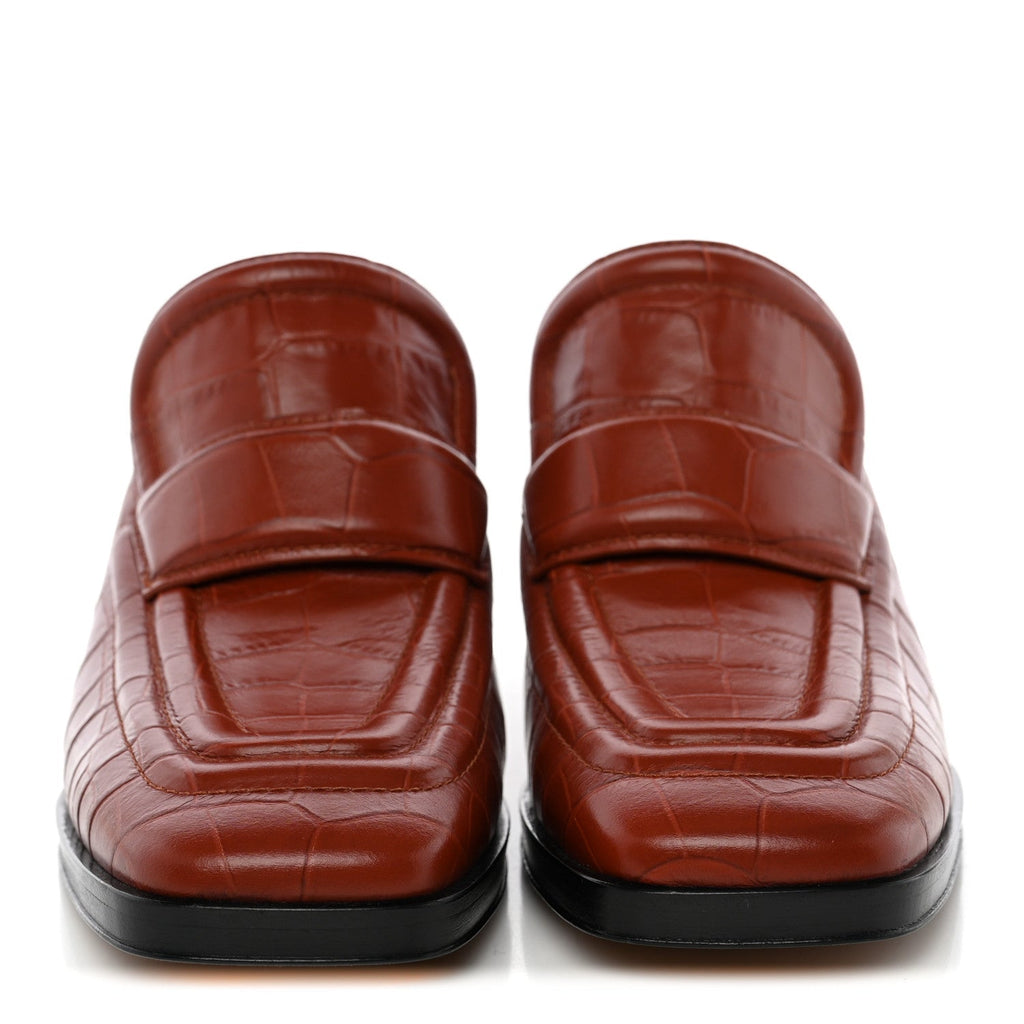 Calfskin Alligator Embossed Mules 39.5 Rust