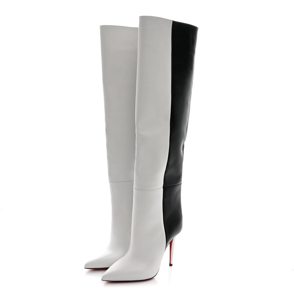 Calfskin Astrilarge 100 Knee Boots 37 Black White