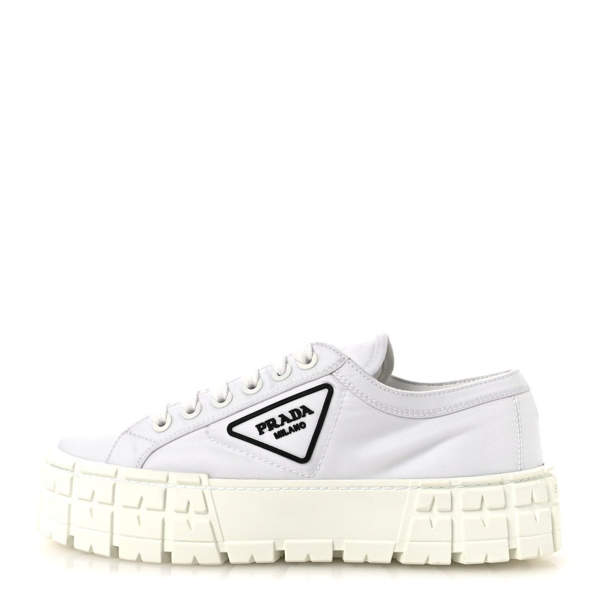 Re-Nylon Gabardine Triangle Logo Double Wheel 50mm Sneakers 40 White