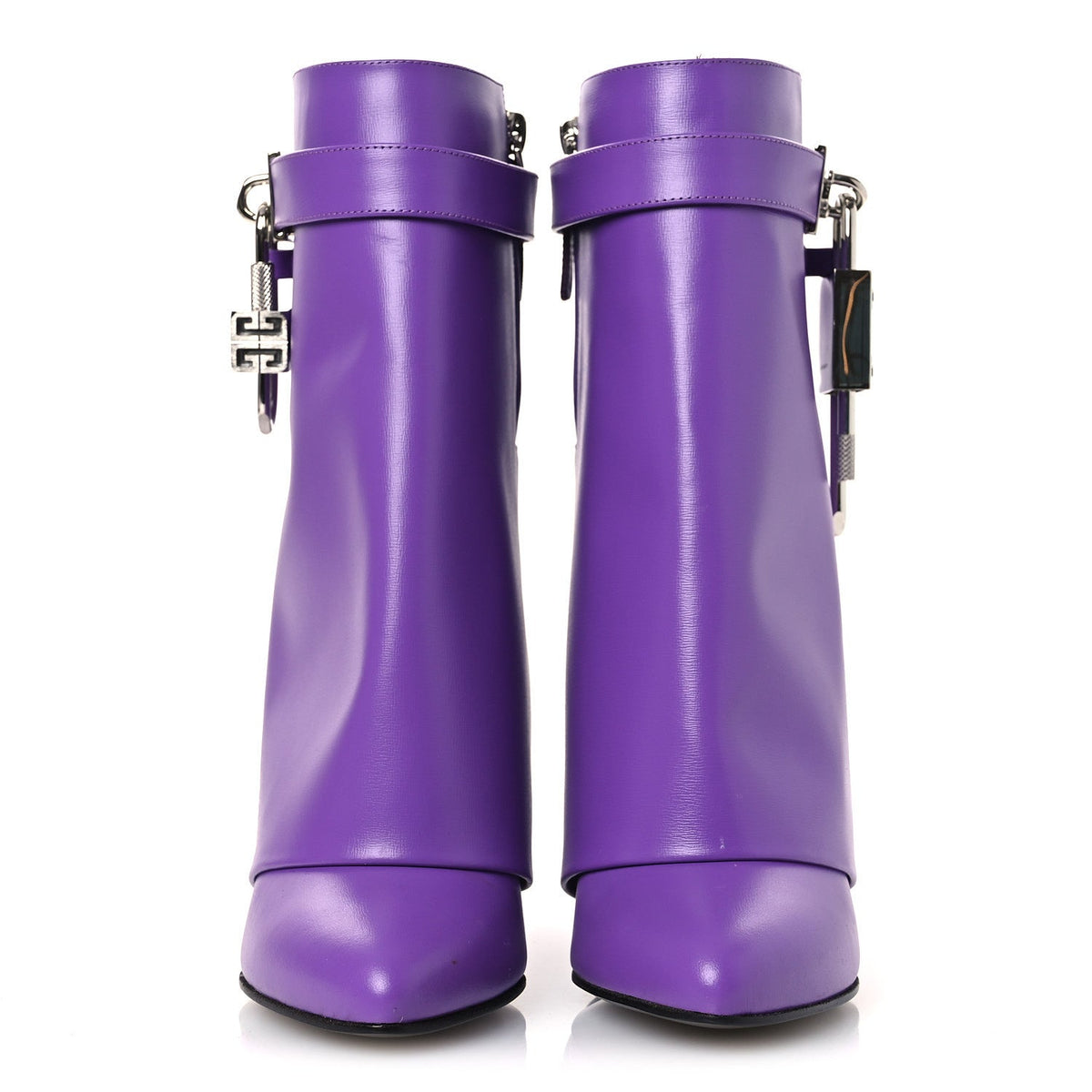 Calfskin Shark Lock Ankle Boots 35 Ultraviolet