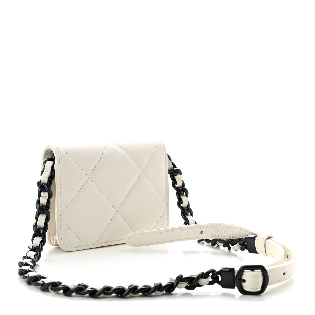 Caviar Quilted My Everything Belt Flap Card Holder White
