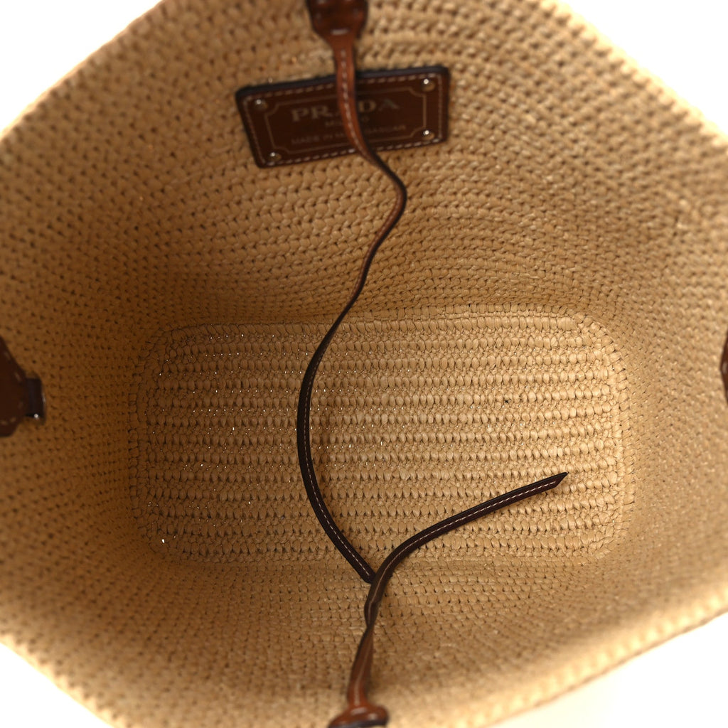 Crochet Vitello Secchiello Bucket Bag Naturale Brandy