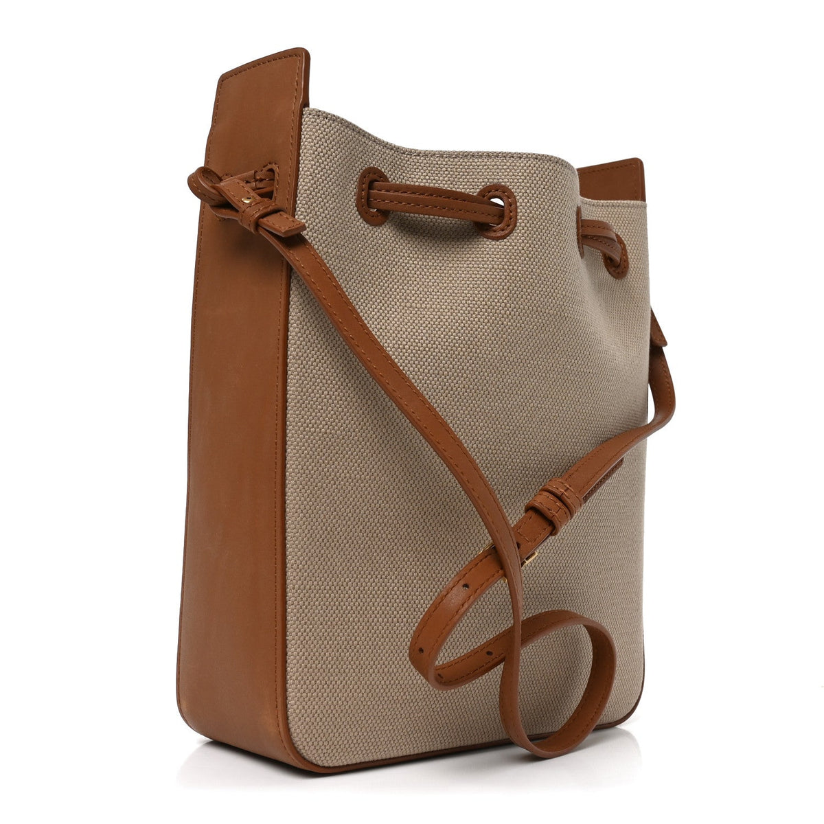 Canvas Calfskin Small Bucket Bag Desert Dust Brick