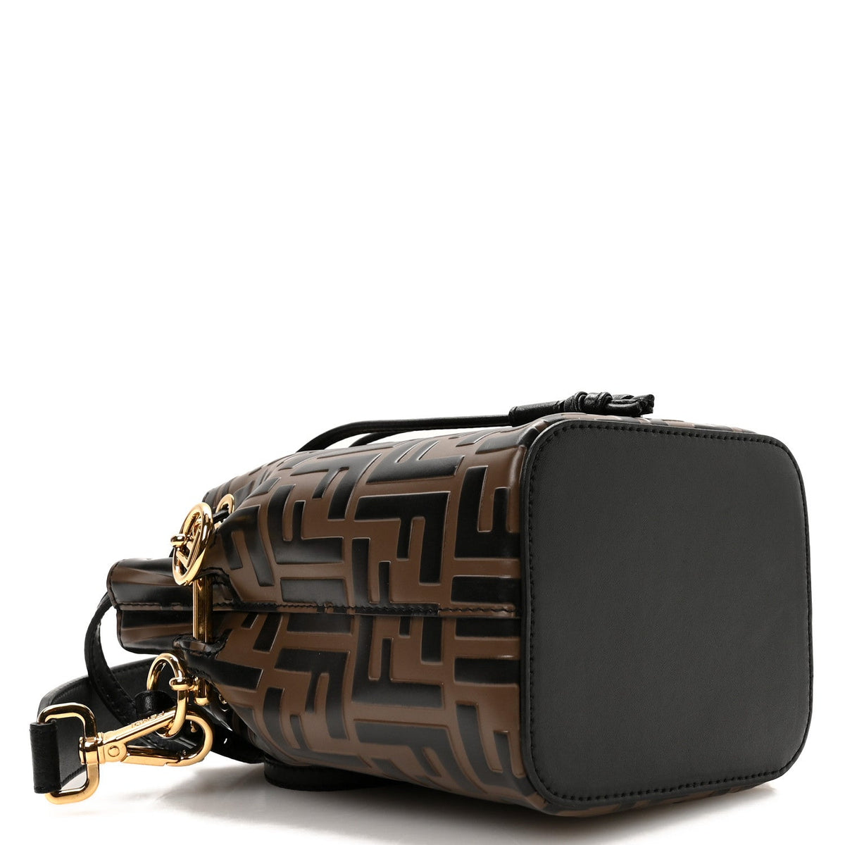 Vitello Liberty F is Fendi Bi-Color FF 1974 Embossed Mini Mon Tresor Bucket Bag Maya Black