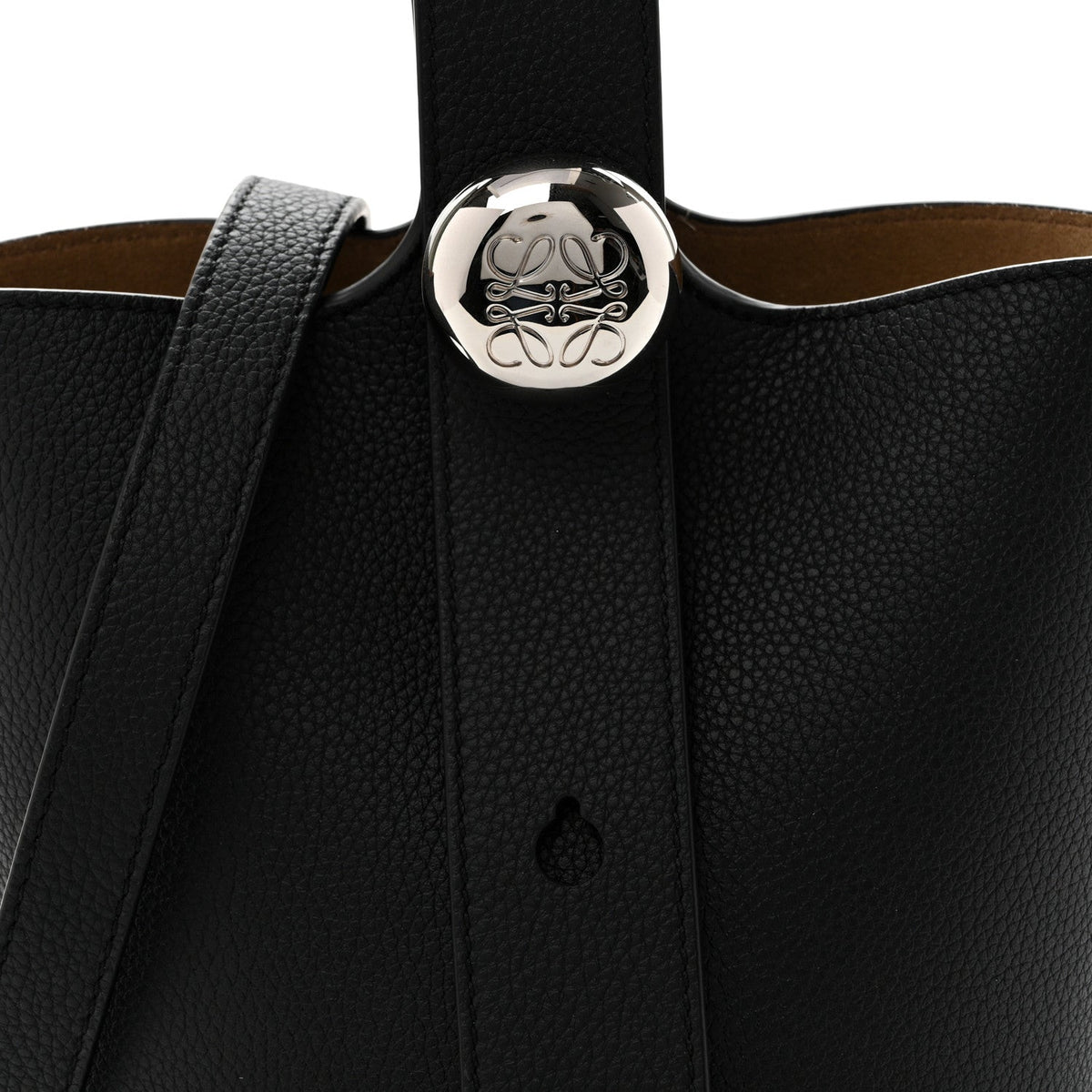 Soft Grained Calfskin Mini Pebble Bucket Bag Black