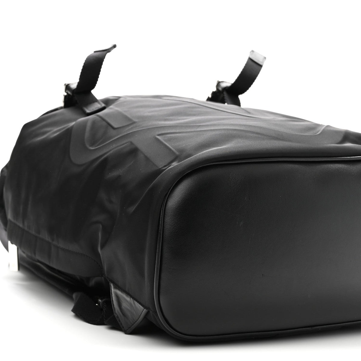 Nylon Calfskin Signature Backpack Black
