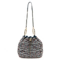 Tweed Paris Cuba Chesterfield Bucket Bag  Blue Multicolor