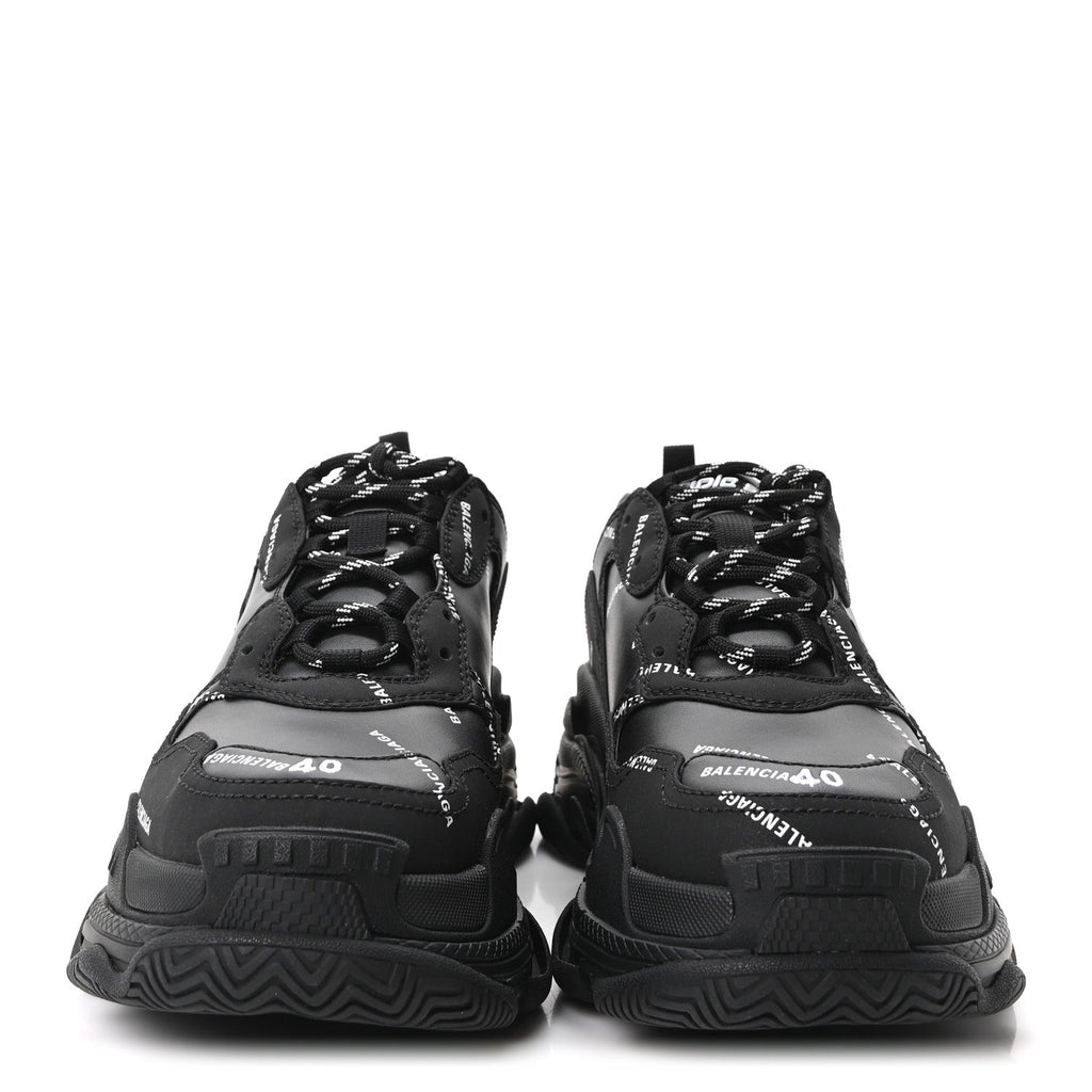 Technical Fabric Allover Logo Mens Triple S Sneakers 40 Black White
