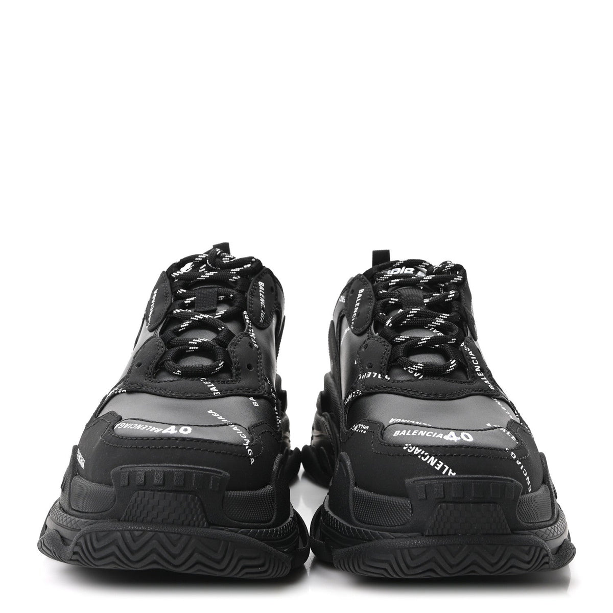 Technical Fabric Allover Logo Mens Triple S Sneakers 40 Black White