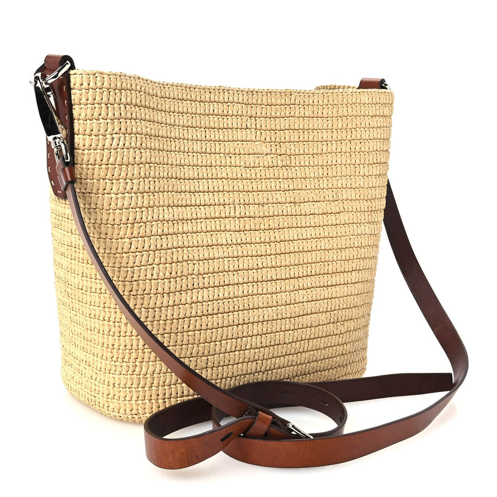 Crochet Vitello Secchiello Bucket Bag Naturale Brandy