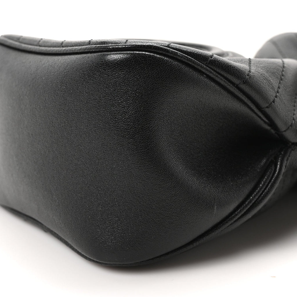 Sakai Be Green Calfskin Diagonal Stitched Mini Blondie Bucket Bag Black