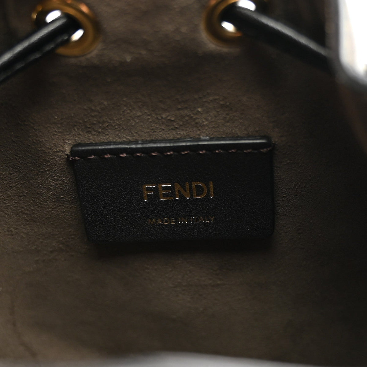 Vitello Liberty F is Fendi Bi-Color FF 1974 Embossed Mini Mon Tresor Bucket Bag Maya Black