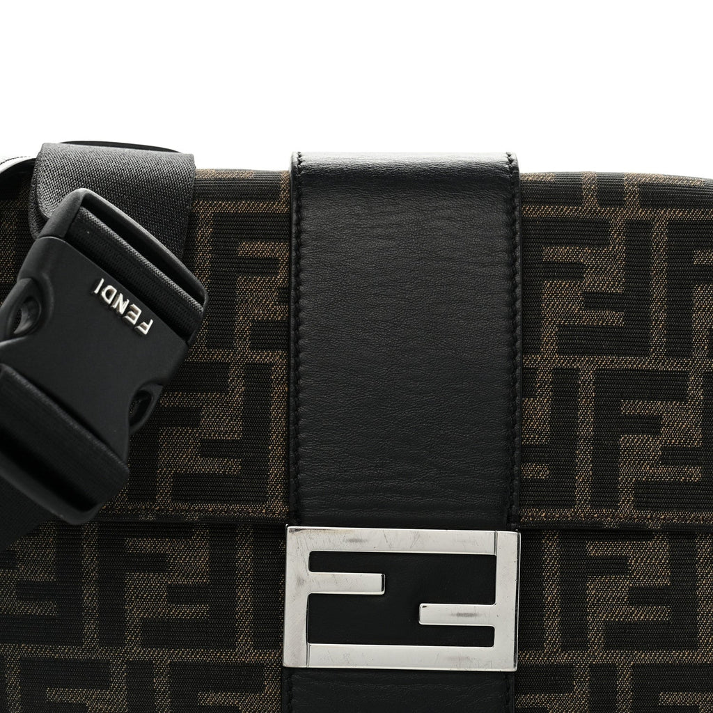 Fabric Jacquard FF 1974 Belt Baguette Bag Tobacco Moro Black