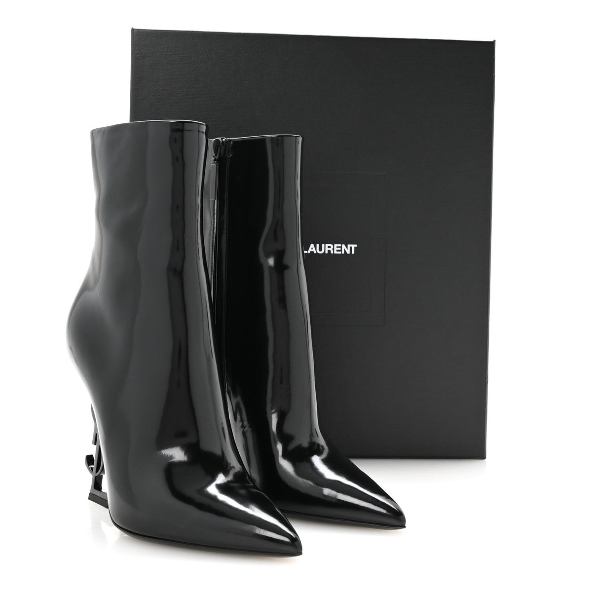 Glazed Calfskin Opyum Ankle Boots 37 Black
