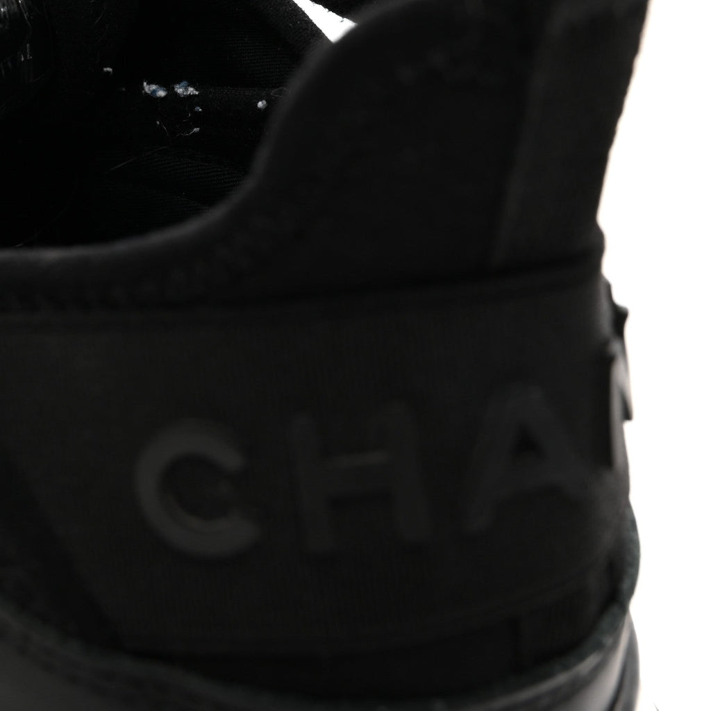 Velvet Calfskin Mixed Fibers CC Sneakers 36.5 Black