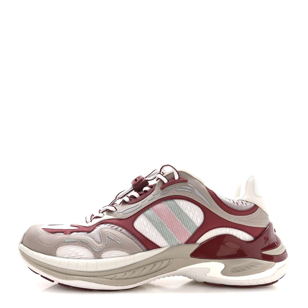 Calfskin Mesh Web Womens 2.0 Sneakers 9 Gray Rosso Ancora