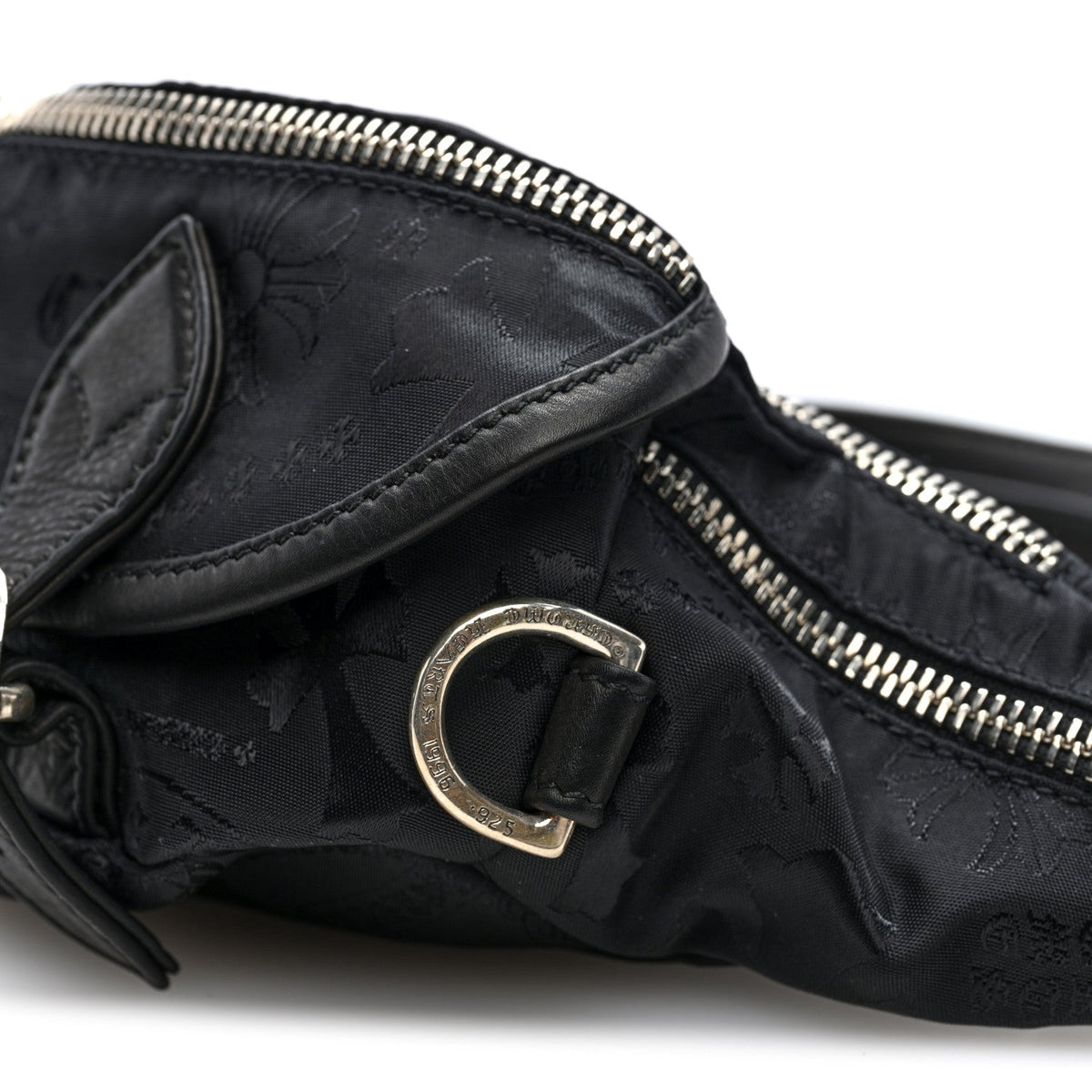 Grained Calfskin Nylon Stencil Mini Snat Pack Gunslinger Waist Bag Black