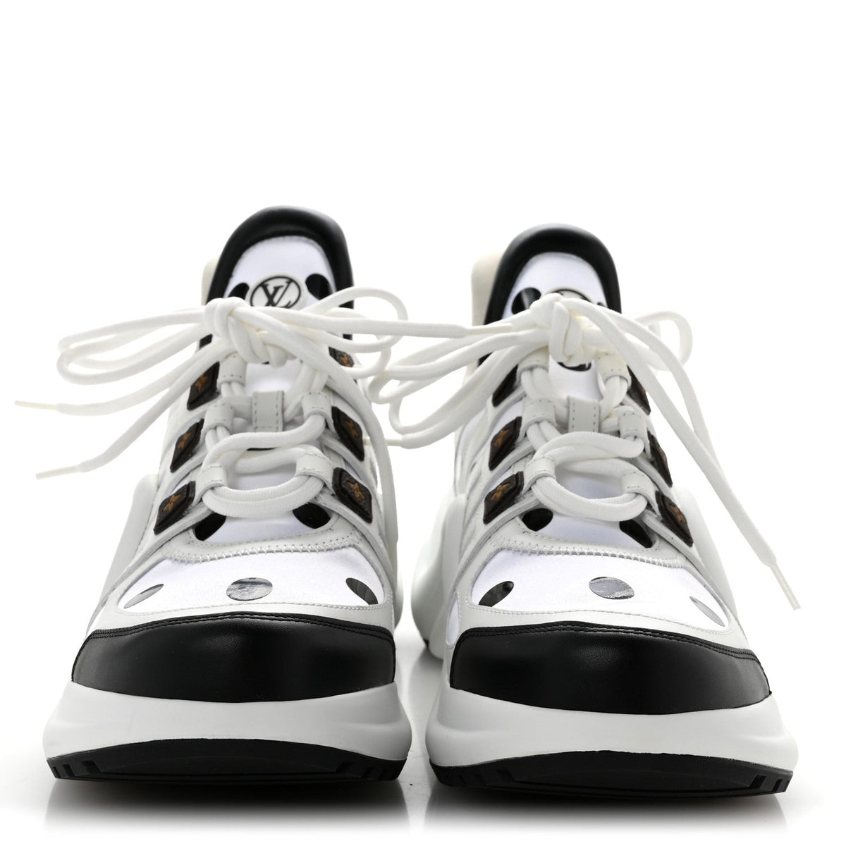 Calfskin Satin Printed Polka Dot Monogram LV Archlight Sneakers 39.5 White