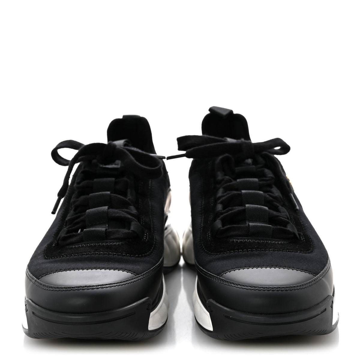 Velvet Calfskin Mixed Fibers CC Sneakers 41.5 Black