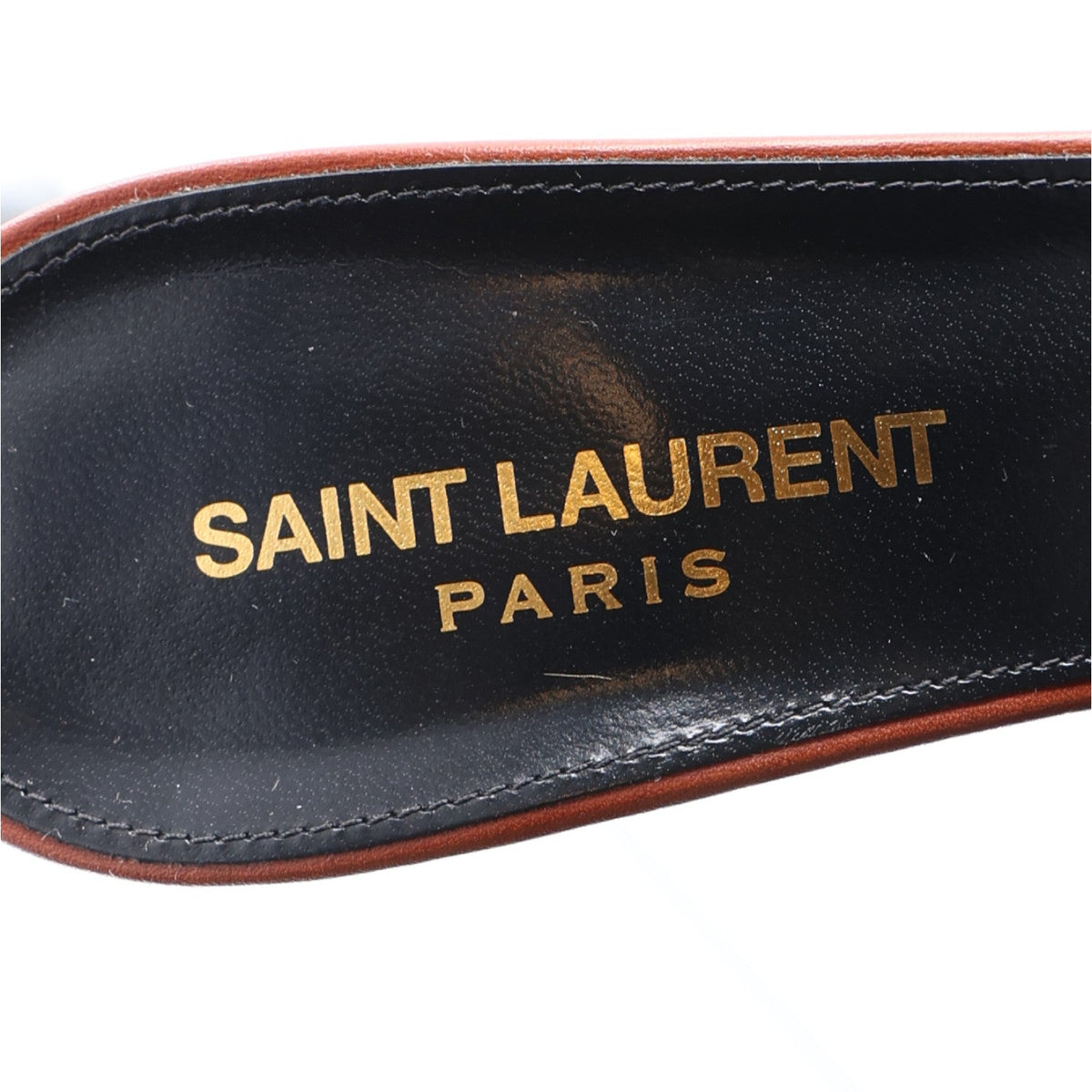 Calfskin Tribute 85 Slide Sandals 36 New Papaya
