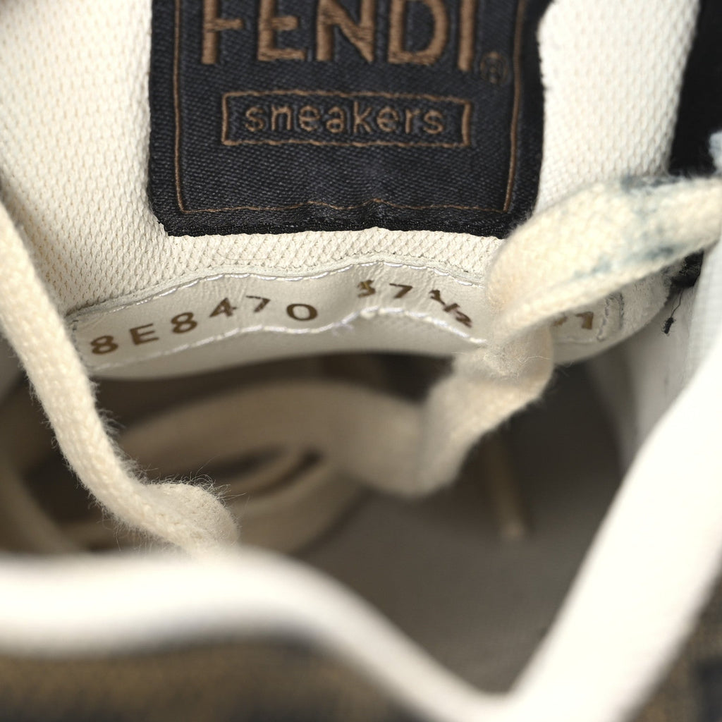 Suede Calfskin Zucca Fendi Match Low Top Sneakers 37.5 Tobacco Black