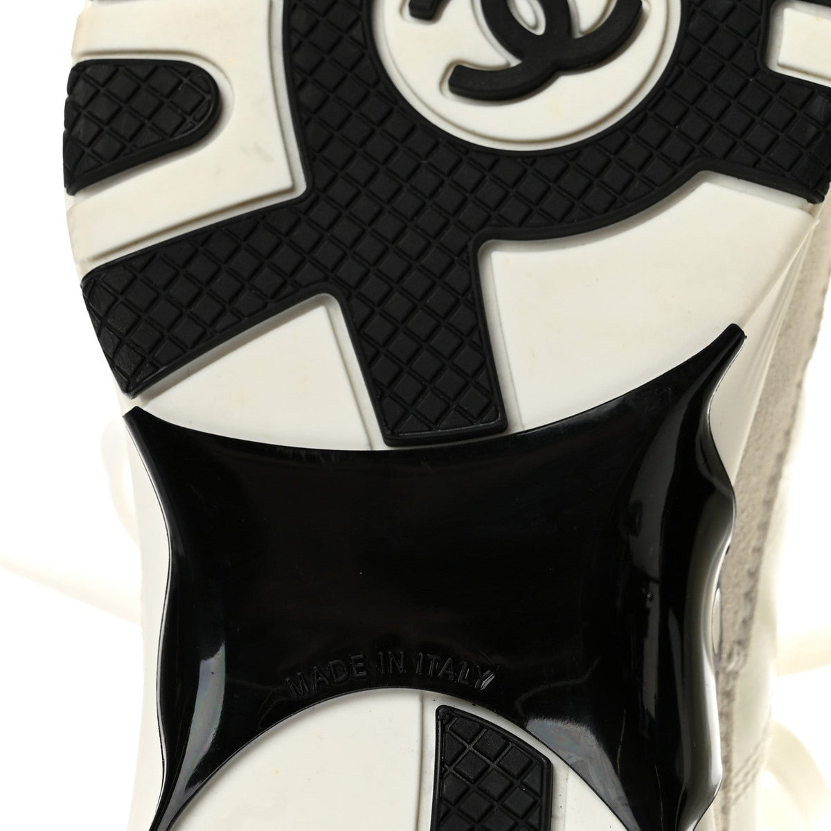 Calfskin Suede CC Womens Sneakers 36.5 White Black