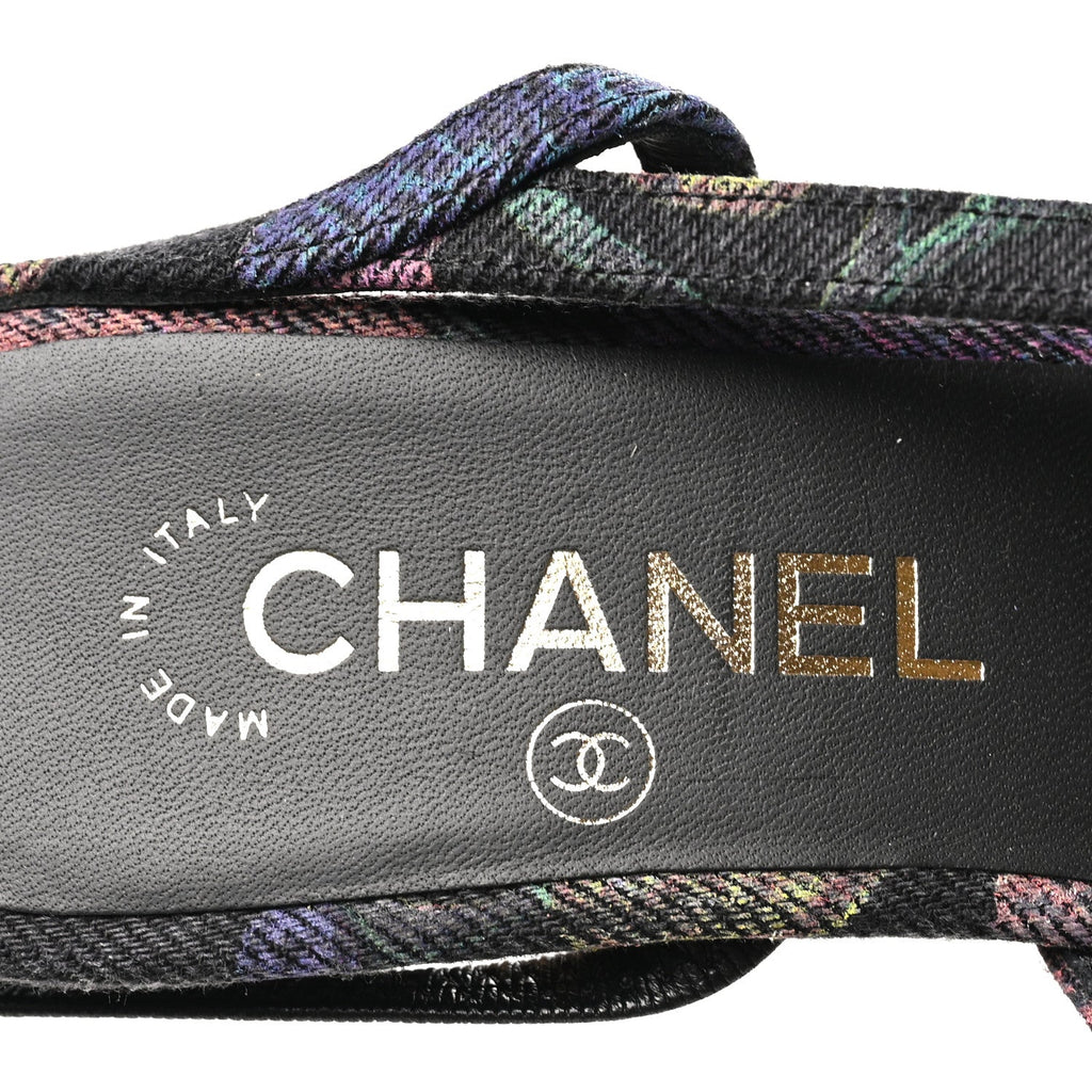 Denim Grosgrain Cap Toe CC Slingback Pumps 37 Charcoal Multicolor