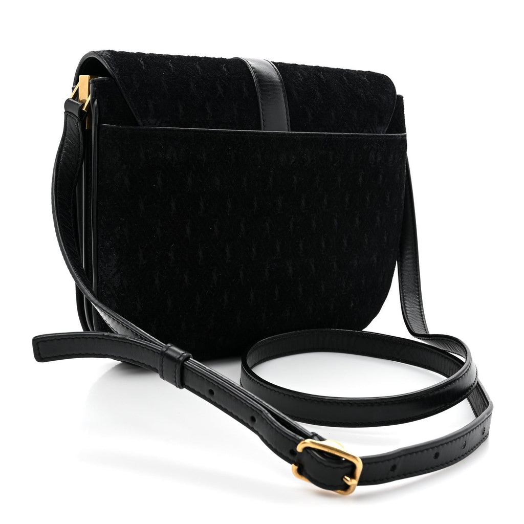 Suede All-Over Monogram Small Le Monogramme Satchel Black