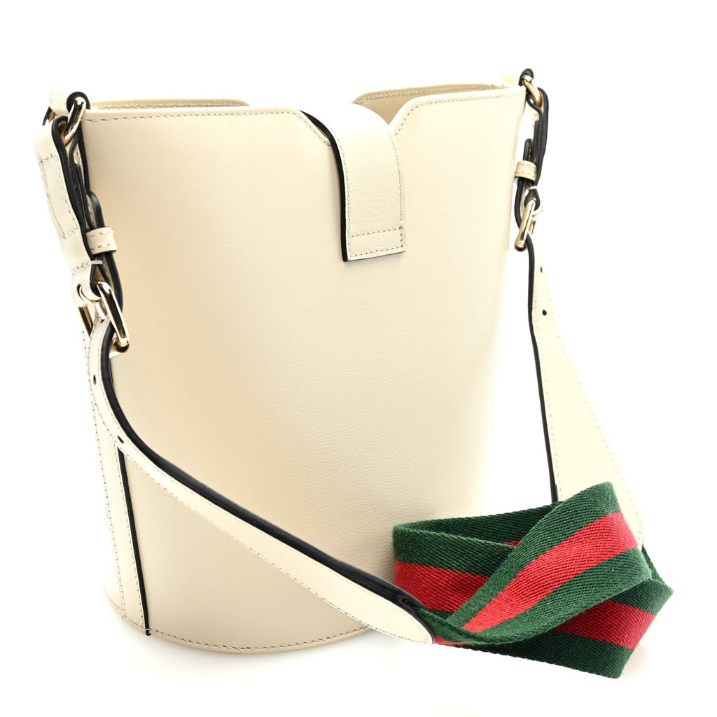 Tritone Calfskin Web Mini Ophidia Bucket Bag Ivory