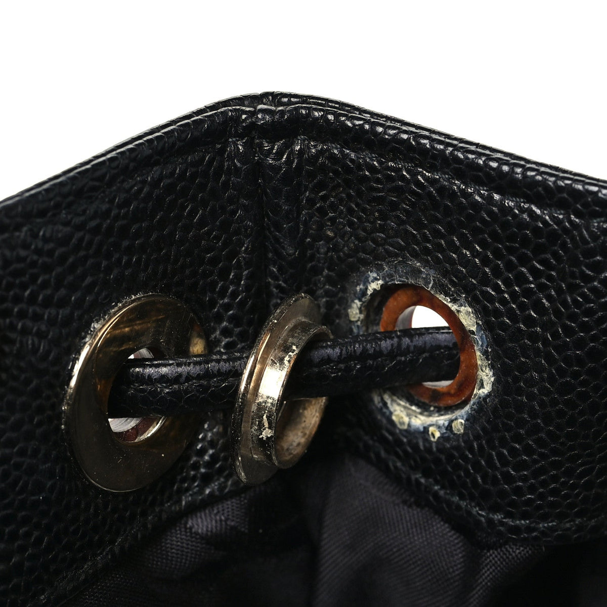 Caviar Tortoise Timeless CC Drawstring Bucket Bag Black