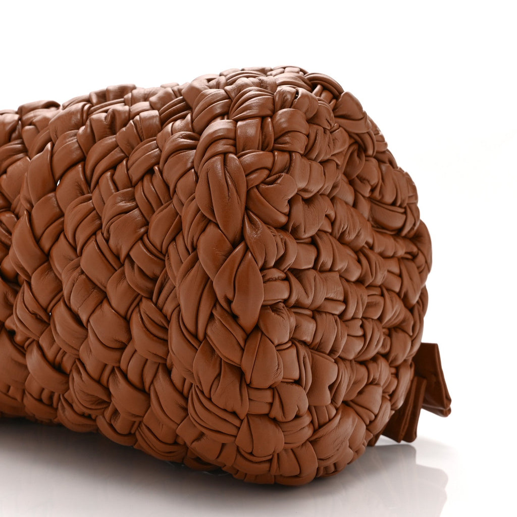 Calfskin Intrecciato Small Foulard Kalimero Bucket Bag Wood