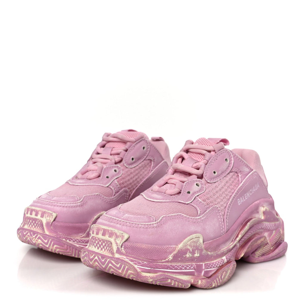 Fabric Mesh Distressed Womens Triple S Sneakers 36 Pink