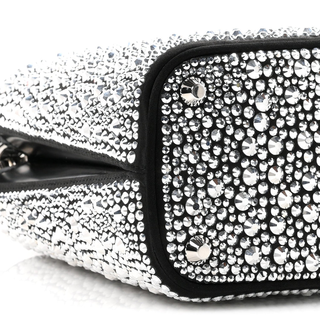 Satin Crystal Small Panier Bucket Bag Metal