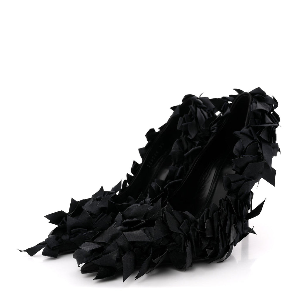 Satin Pointed Marie A Bows All Over 110mm Pumps  35 Black