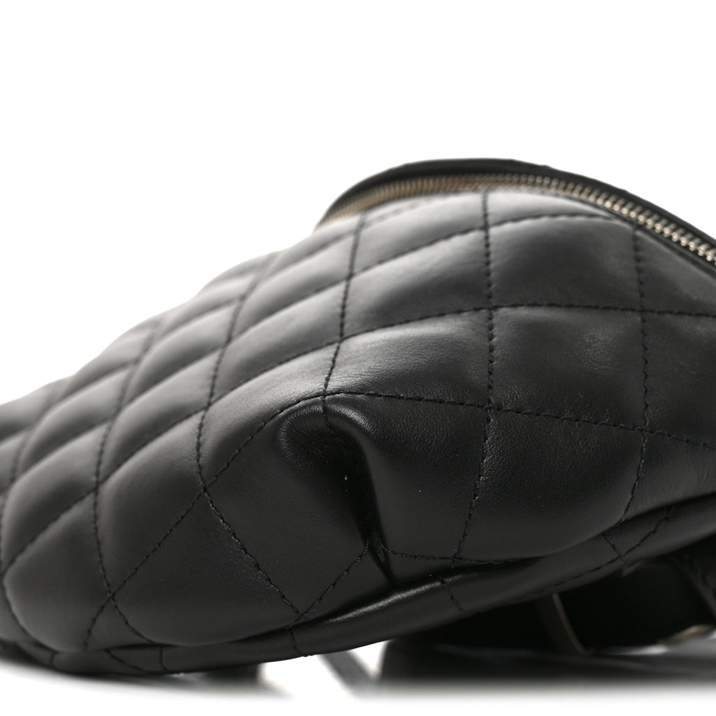 Calfskin Quilted Waist Belt Bag Black