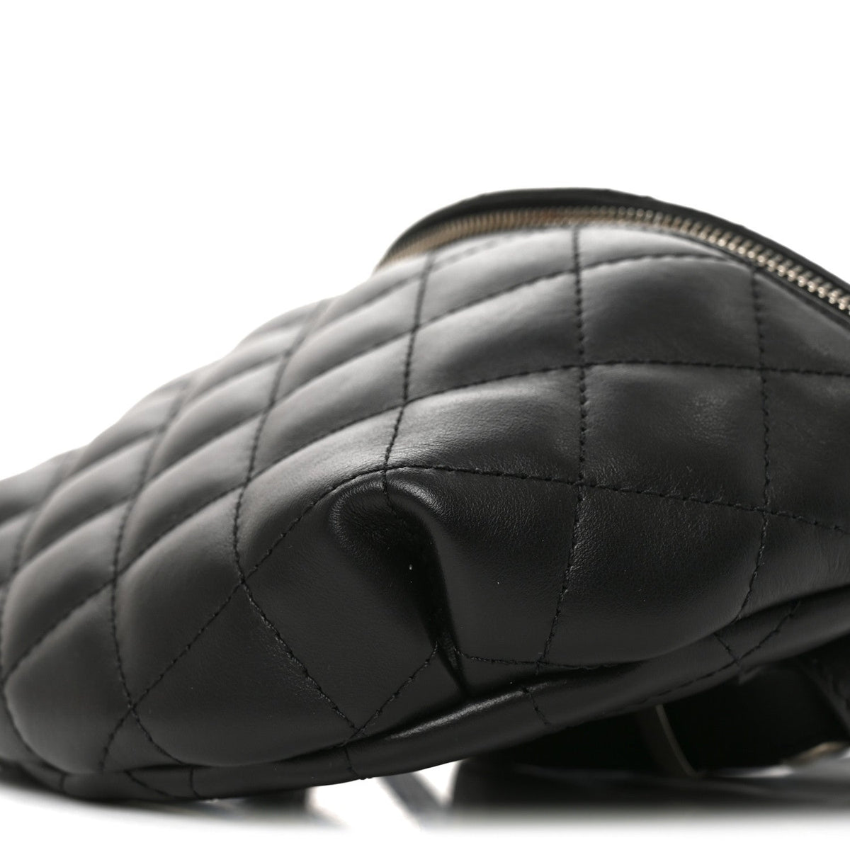 Calfskin Quilted Waist Belt Bag Black