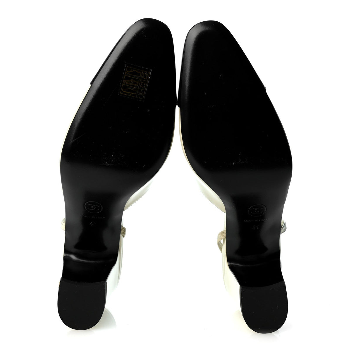 Lambskin Cap Toe CC Slingback Pumps 41 White Black