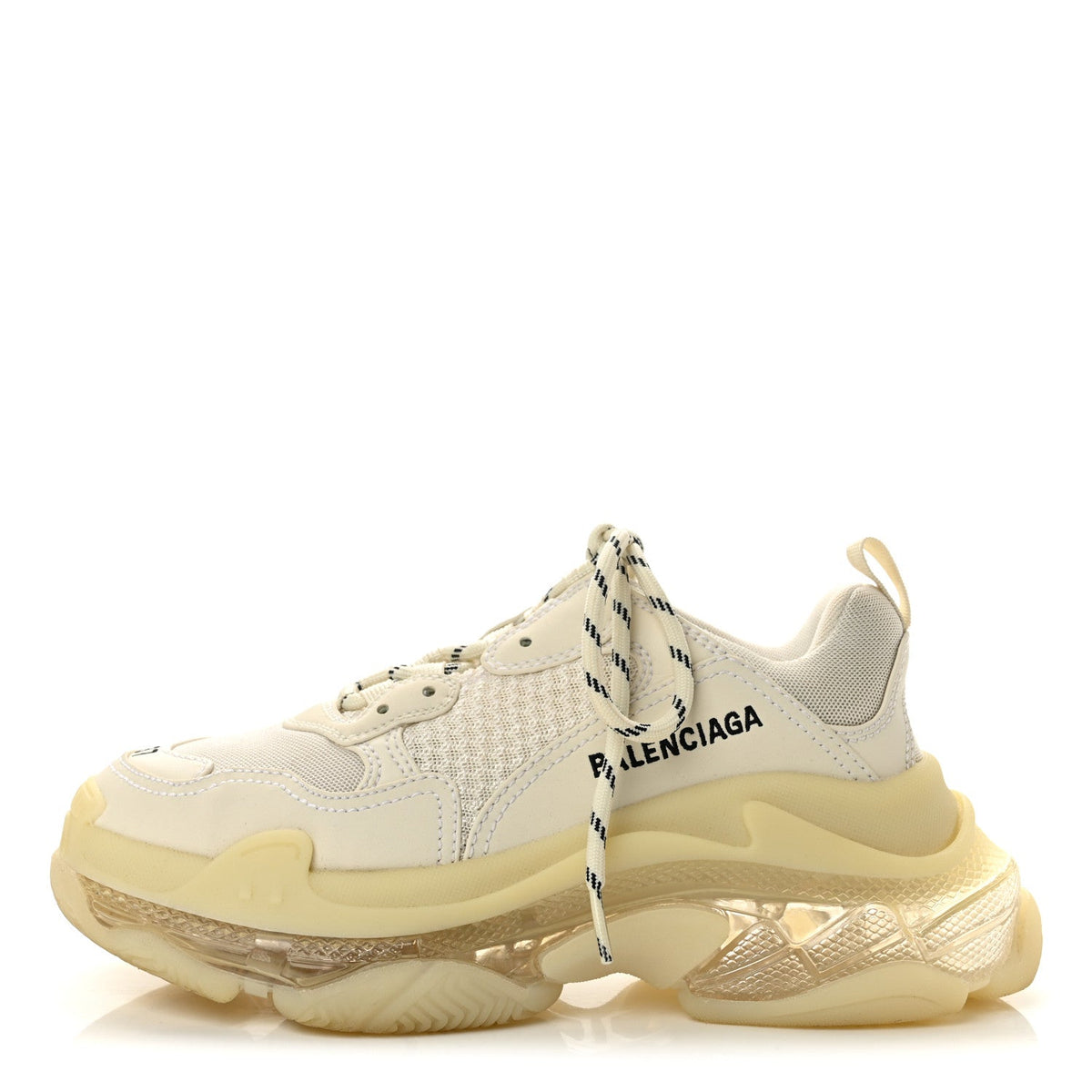 Fabric Mesh Clear Sole Womens Triple S Sneakers 37 White