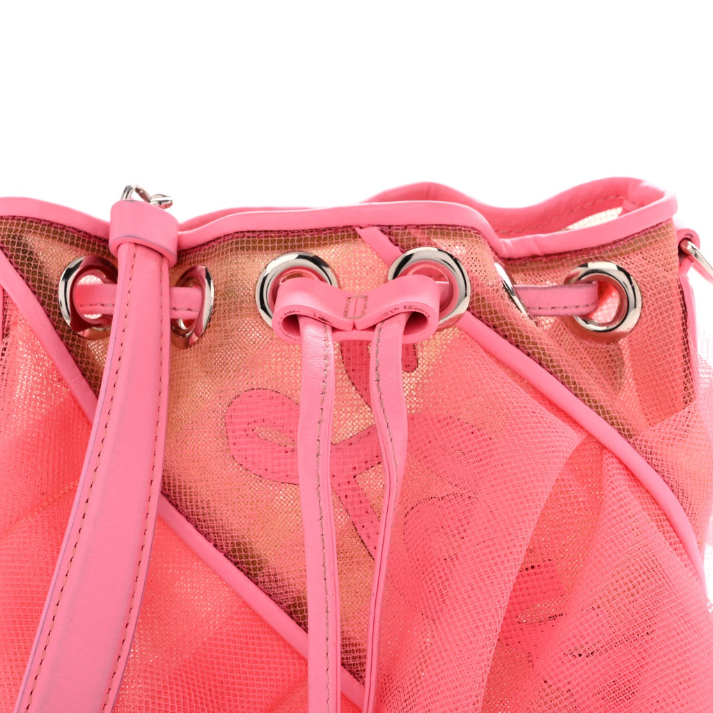 Calfskin Ruffle Tulle Marie Jane Bucket Bubble Gum