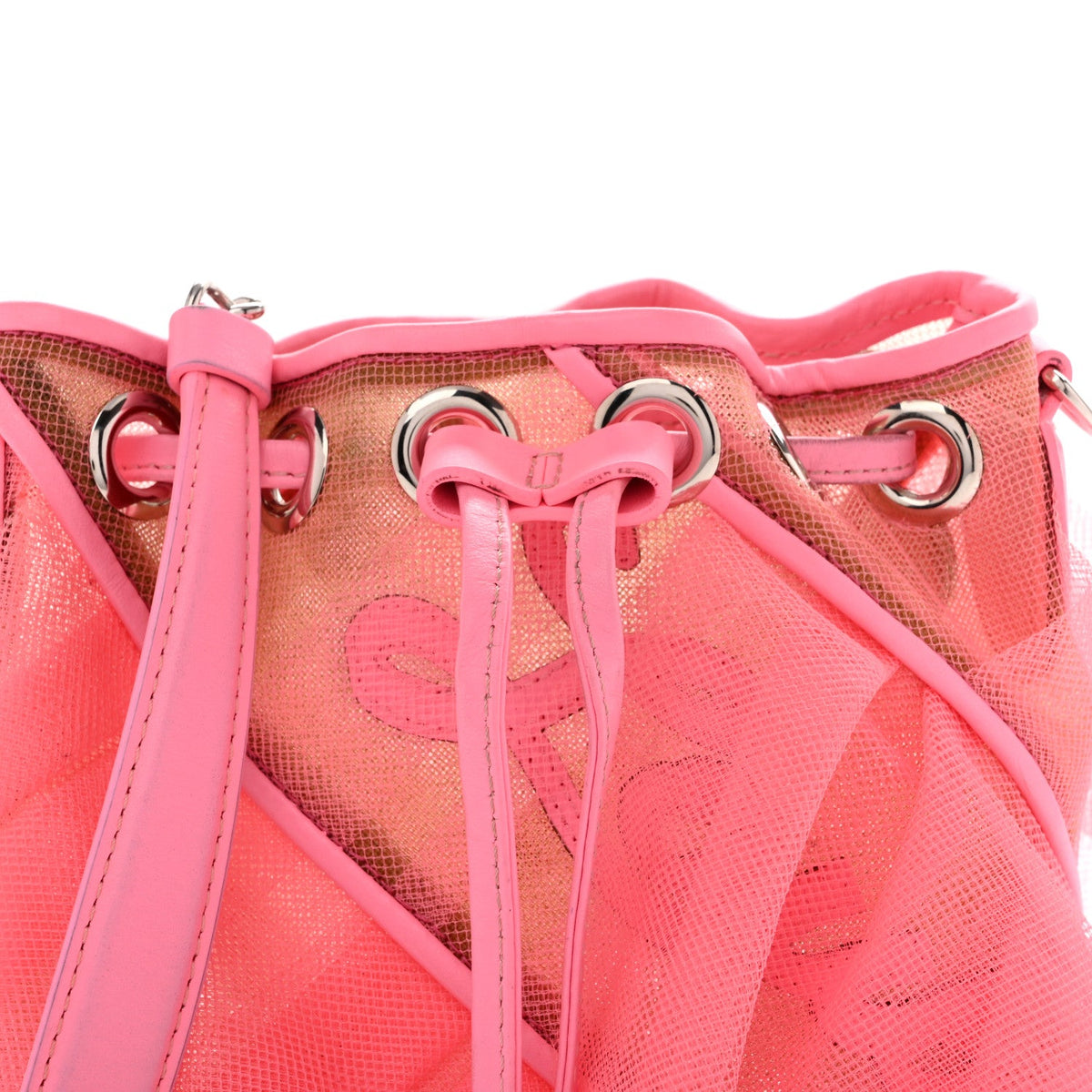 Calfskin Ruffle Tulle Marie Jane Bucket Bubble Gum
