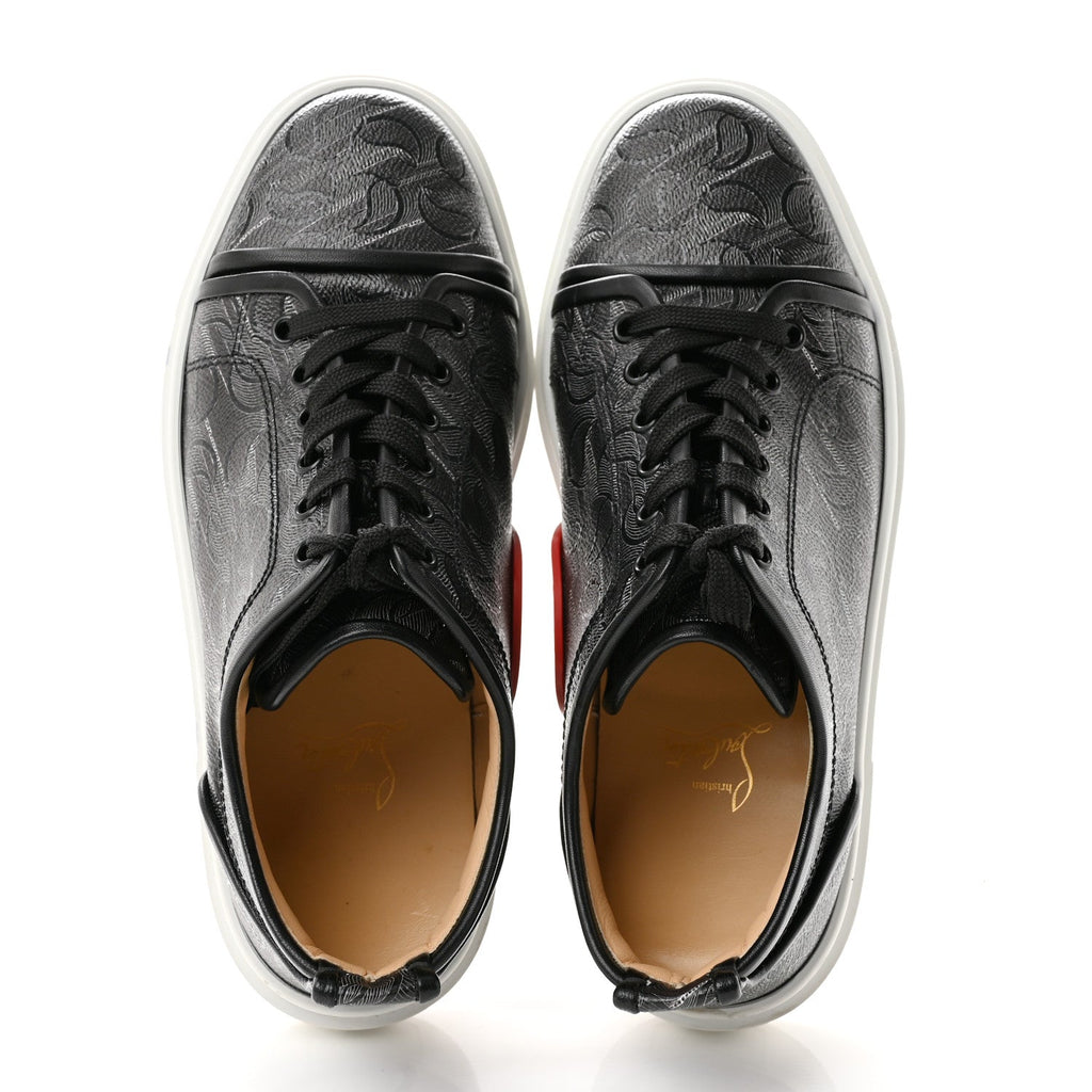 Toile Monogram Nappa Mens Adolon Junior Flat Sneakers 42 Black