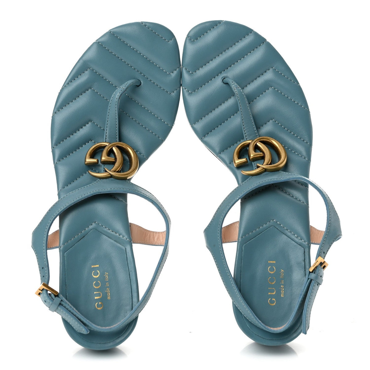 Nappa Matelasse Double G 35mm Thong Sandals 37.5 Sweet Blue