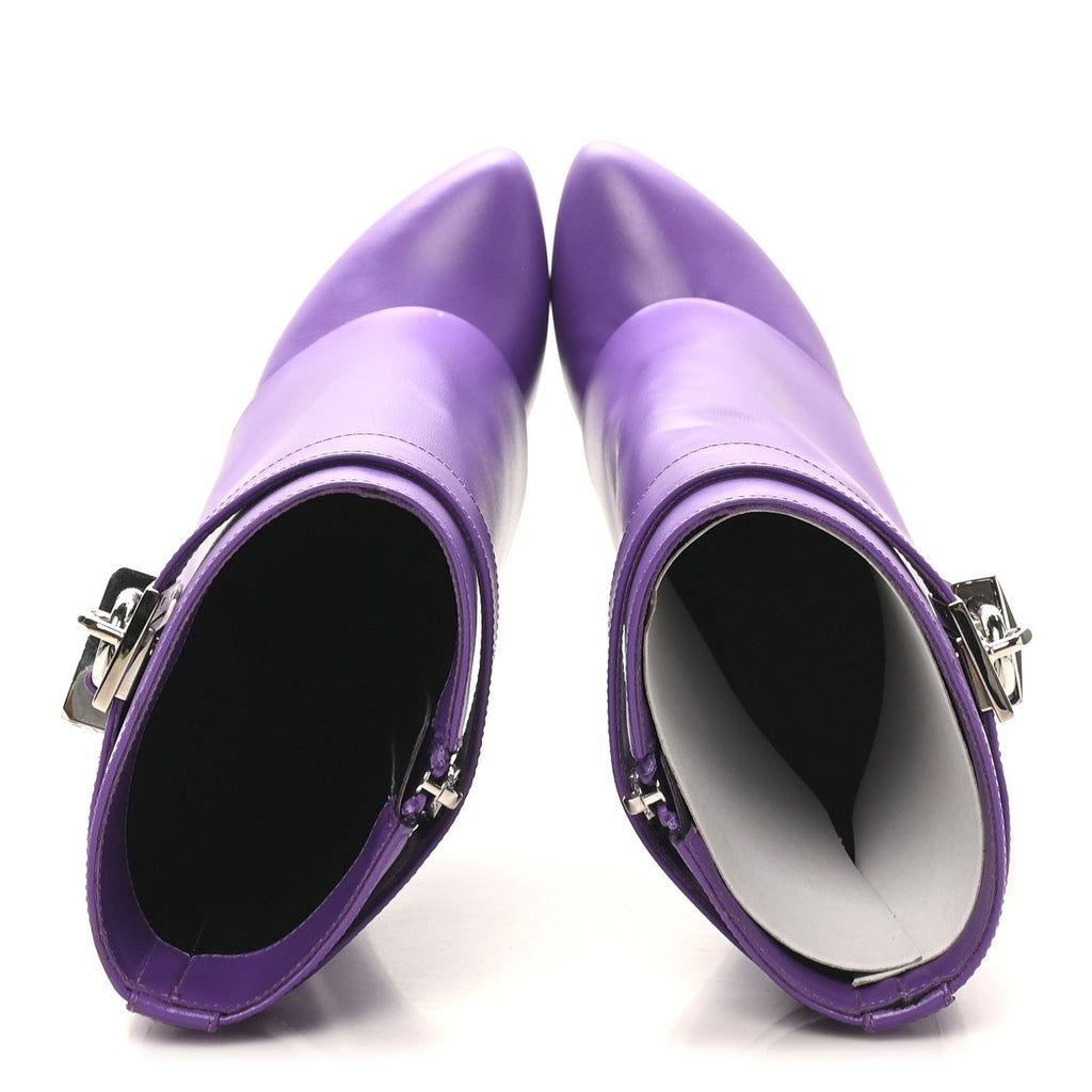 Calfskin Shark Lock Ankle Boots 35 Ultraviolet