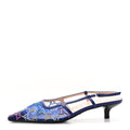Tela Retino Nappa Charlotte Crystal GG Monogram Square G 35mm Slingback Pumps 38 Splash Net Blue Witch