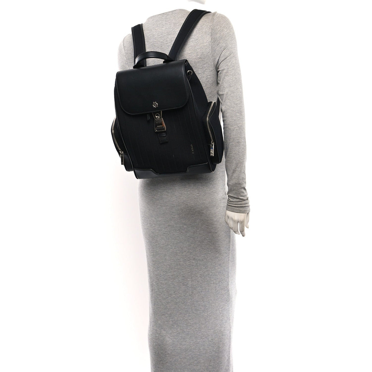Canvas Calfskin Never Still Small Backpack Black
