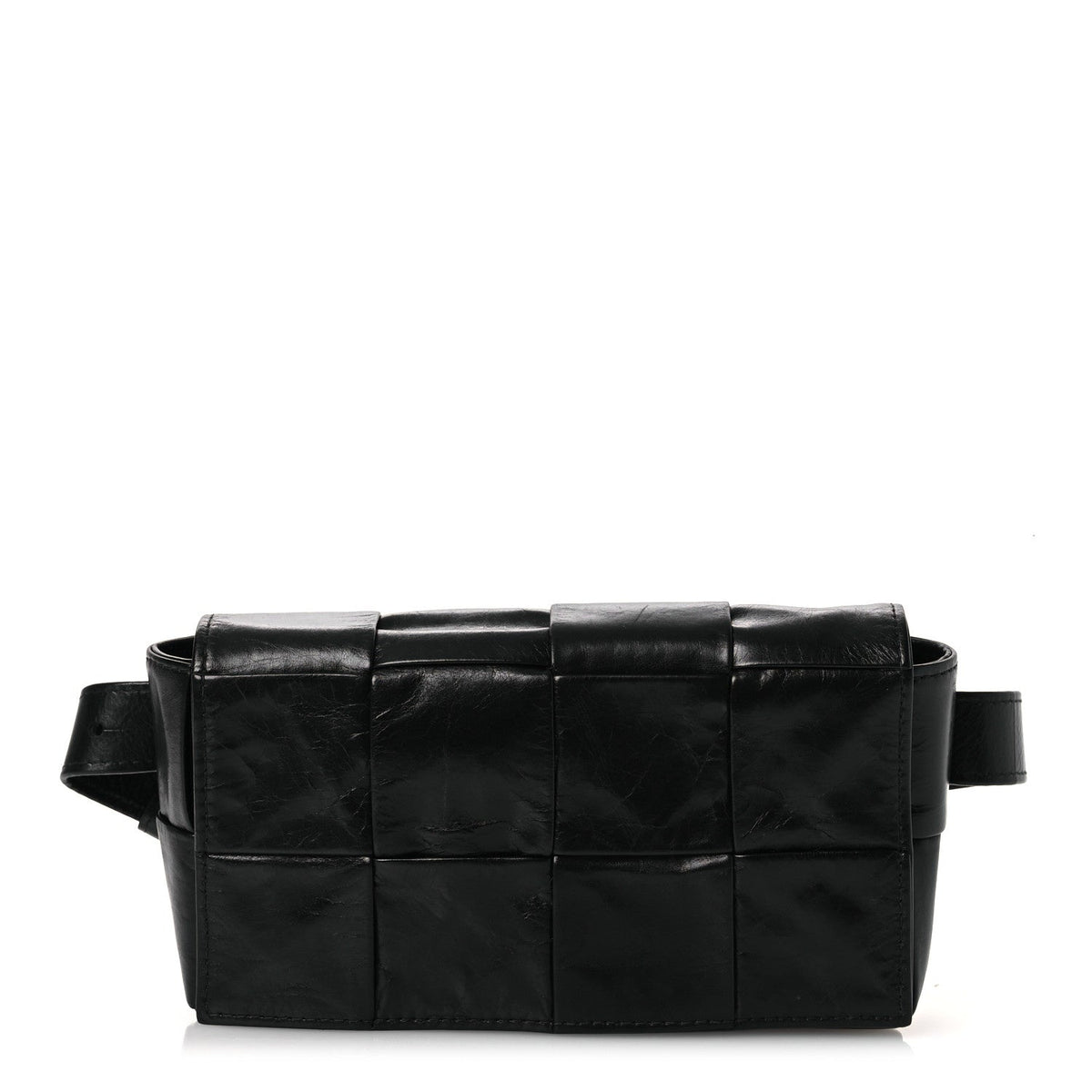 Paper Calfskin Maxi Intreccio The Belt Cassette Bag Black